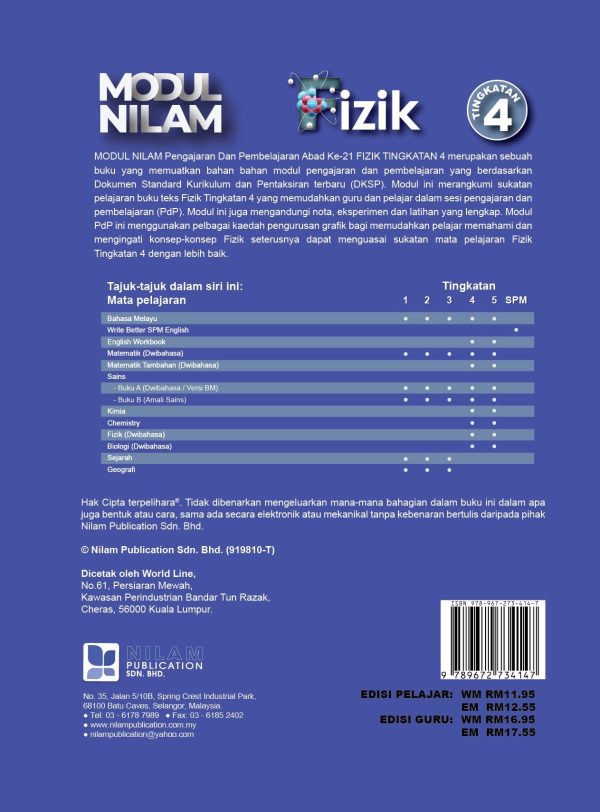 Modul Nilam P&P Abad Ke-21 Fizik Tingkatan 4 Dwibahasa 2022 Online Sale