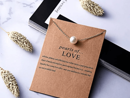 Pinapes Pearl of Love Charm Pendant Necklace with Wish Card for Women and Girls on Sale