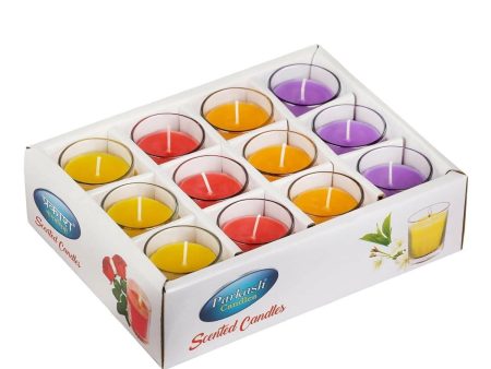 PROSPERRO LUMO by Parkash Candles Votive Glass Candles Set of 12, (Scented) Rose, Jasmine, Lavender, Sandalwood For Cheap