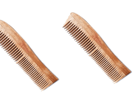 Kacchi neem wooden regular curve comb (pack of 2) | THE EARTH TRADING Fashion