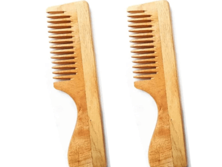 Kacchi neem wooden handle comb wide (pack of 2) | NATSBYTE Cheap