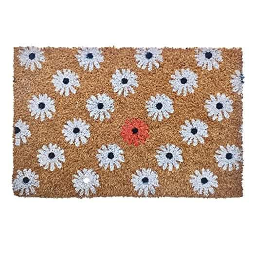 Heavy duty modern white flowers door mat Sale