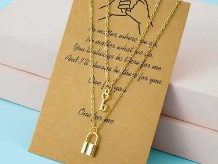 Small Gold Lock Layer Style Necklace on Sale