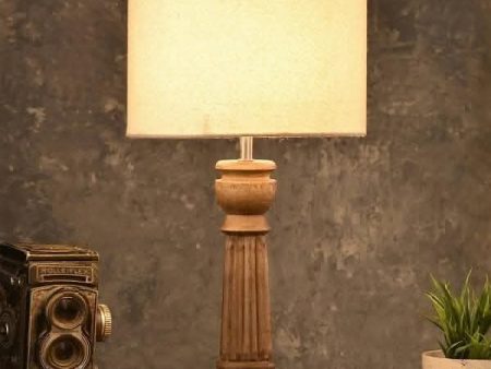 Green Girgit Pillar Brown Lamp With White Cotton Shade Supply