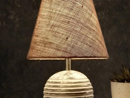 Striped Wooden White Lamp With Brown Jute Shade Cheap