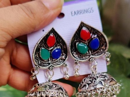 Pinapes Handcrafted Jhumka Earrings for a Stunning Look With 3 colours (Set of 2 - Silver) Discount