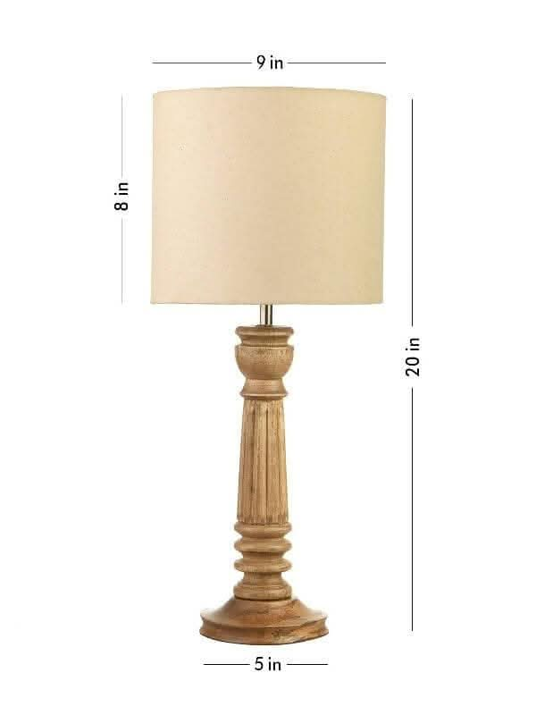 Green Girgit Pillar Brown Lamp With White Cotton Shade Supply