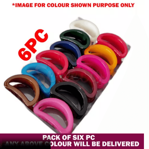 SENECIO Pack Of 6 Bean Shape Unbreakable Solid Premium Finish Colourful Clip Hair Claw Clutcher For Girls Online Sale