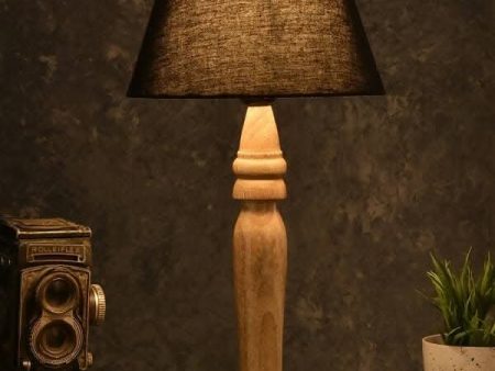 Green Girgit Round Brown Lamp With Taper Black Cotton Shade Sale