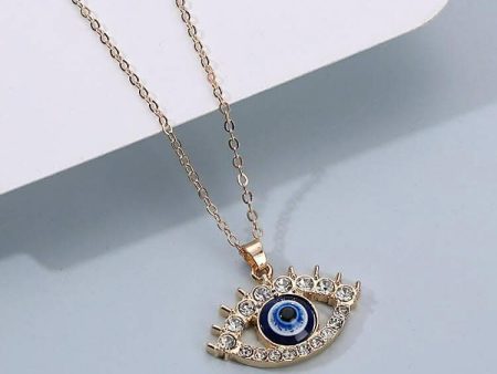 Pinapes Gold Plated Evil Eye Sea Green Pendant Necklace for Women’s & Girls (Golden eye) on Sale