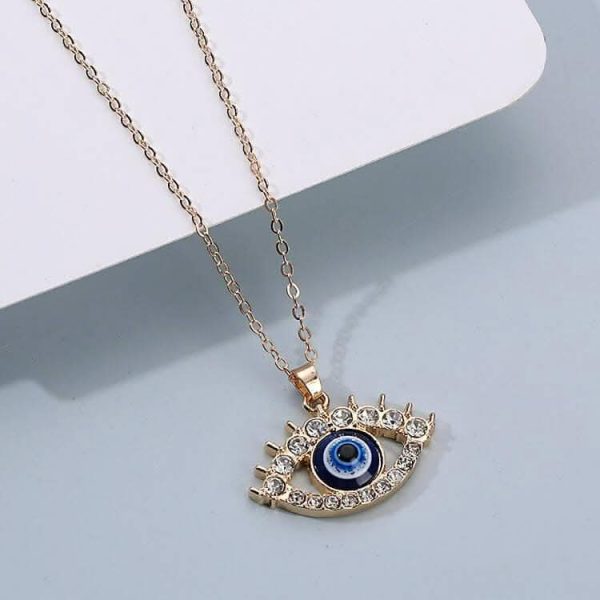 Pinapes Gold Plated Evil Eye Sea Green Pendant Necklace for Women’s & Girls (Golden eye) on Sale