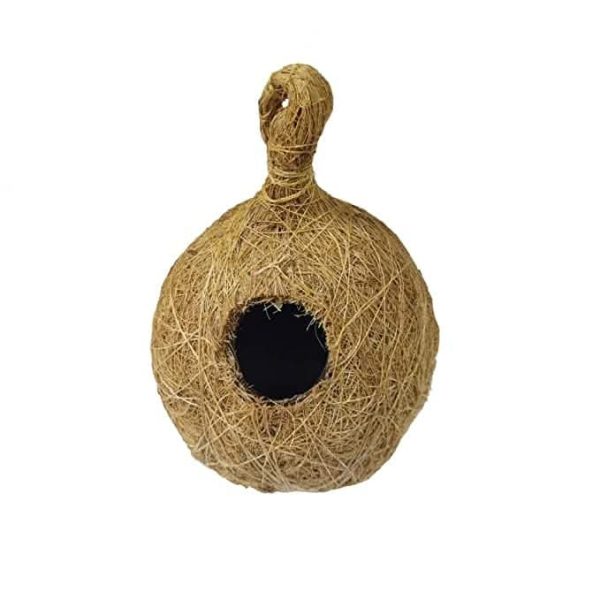 Bird nest natural coir fiber and coconut shell brown with hanging For Cheap