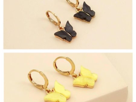 Pinapes elegant butterfly earrings for women and girls (set of 2, yellow and black) Online Hot Sale