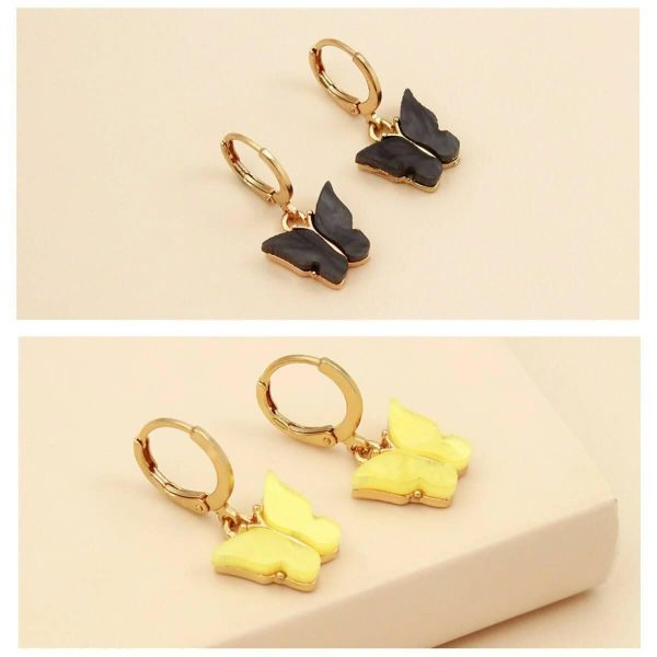 Pinapes elegant butterfly earrings for women and girls (set of 2, yellow and black) Online Hot Sale