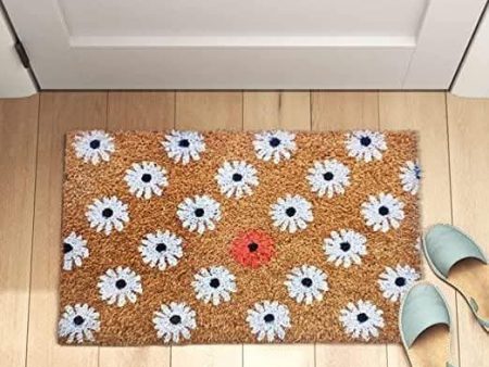 Heavy duty modern white flowers door mat Sale