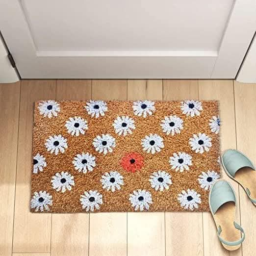 Heavy duty modern white flowers door mat Sale