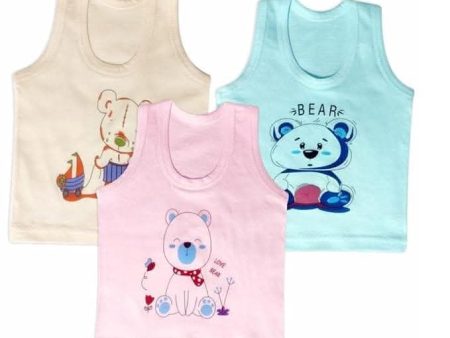 |Kids and BEBS| Cotton Vests Baniyan Printed Sandos for Girls, Boys and Kids(4 Years-5Years) (Cream, Blue, Pink) Online Sale