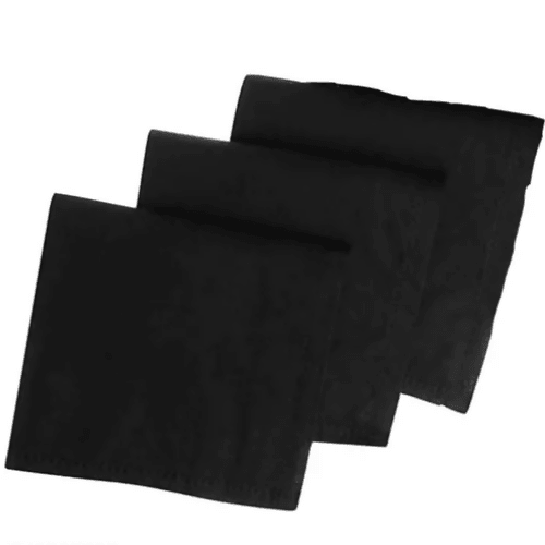 SENECIO 100% Cotton Solid Black Square Outdoor Sports Bandanas Handkies(3Pc) Online Sale