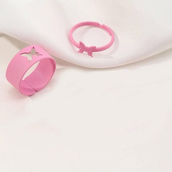 Cute Butterfly Pink Couple Ring Supply