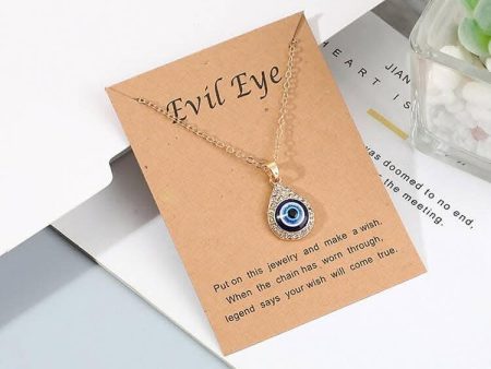 Pinapes Gold Plated Evil Eye Sea Green Pendant Necklace for Women’s & Girls (Drop eye) Supply